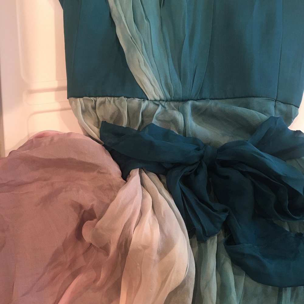 ABS Collection silk mini dress prom or wedding, strapless bodice size 4 - Picture 7 of 7